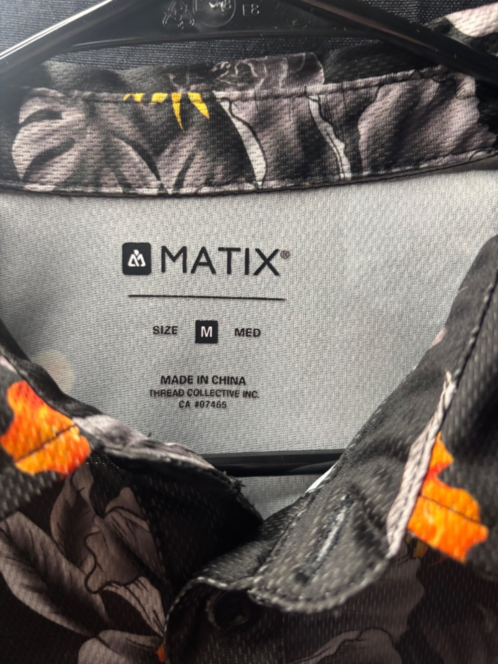 Matix Black/Orang Floral Dri-Fit Short Sleeve Polo Medium - Picture 2 of 5